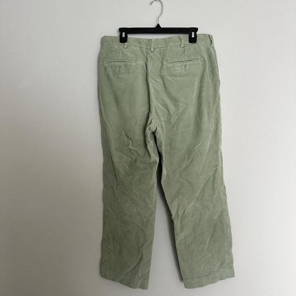 Lands End‎ Mens Sage Green Corduroy Pants Straight Leg 35x28 Cotton Chinos